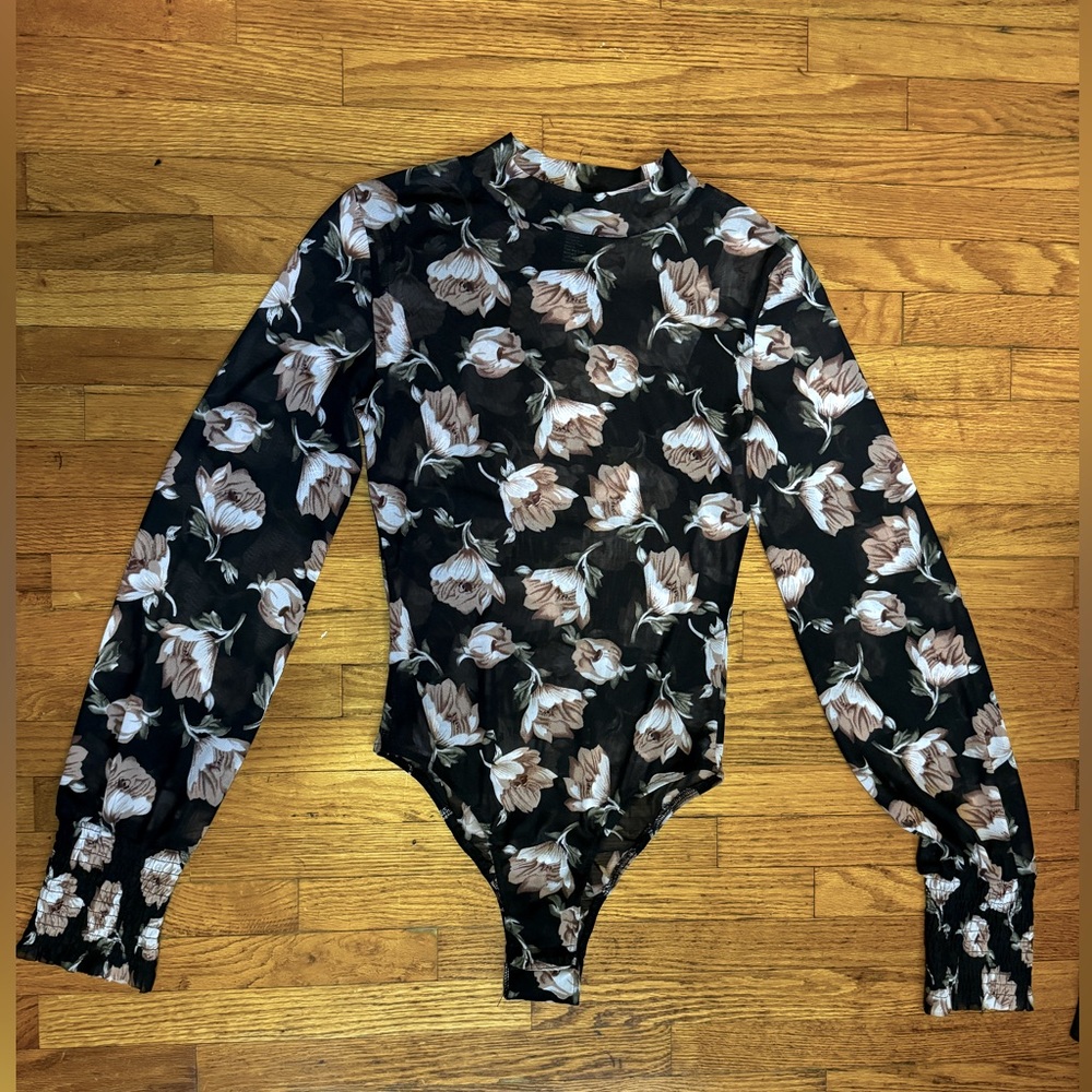 c’est moi sheer long sleeve mockneck bodysuit